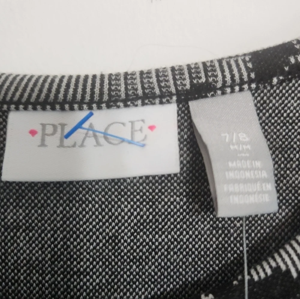 Girls Size 7 8 CHILDRENS PLACE Dress Long Sleeve Black Floral Plaid CASUAL New